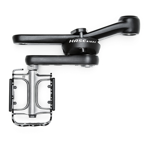 Hase pedal pendulum with crank arm shortener with angle compensation