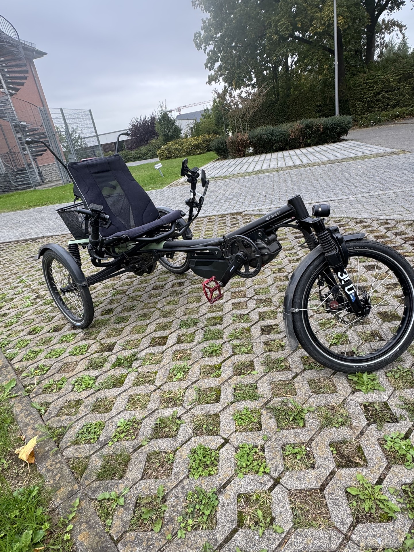 HASE Kettwiesel ONE PLUS: Seitenansicht mit Shimano-Motor und Vorderrad